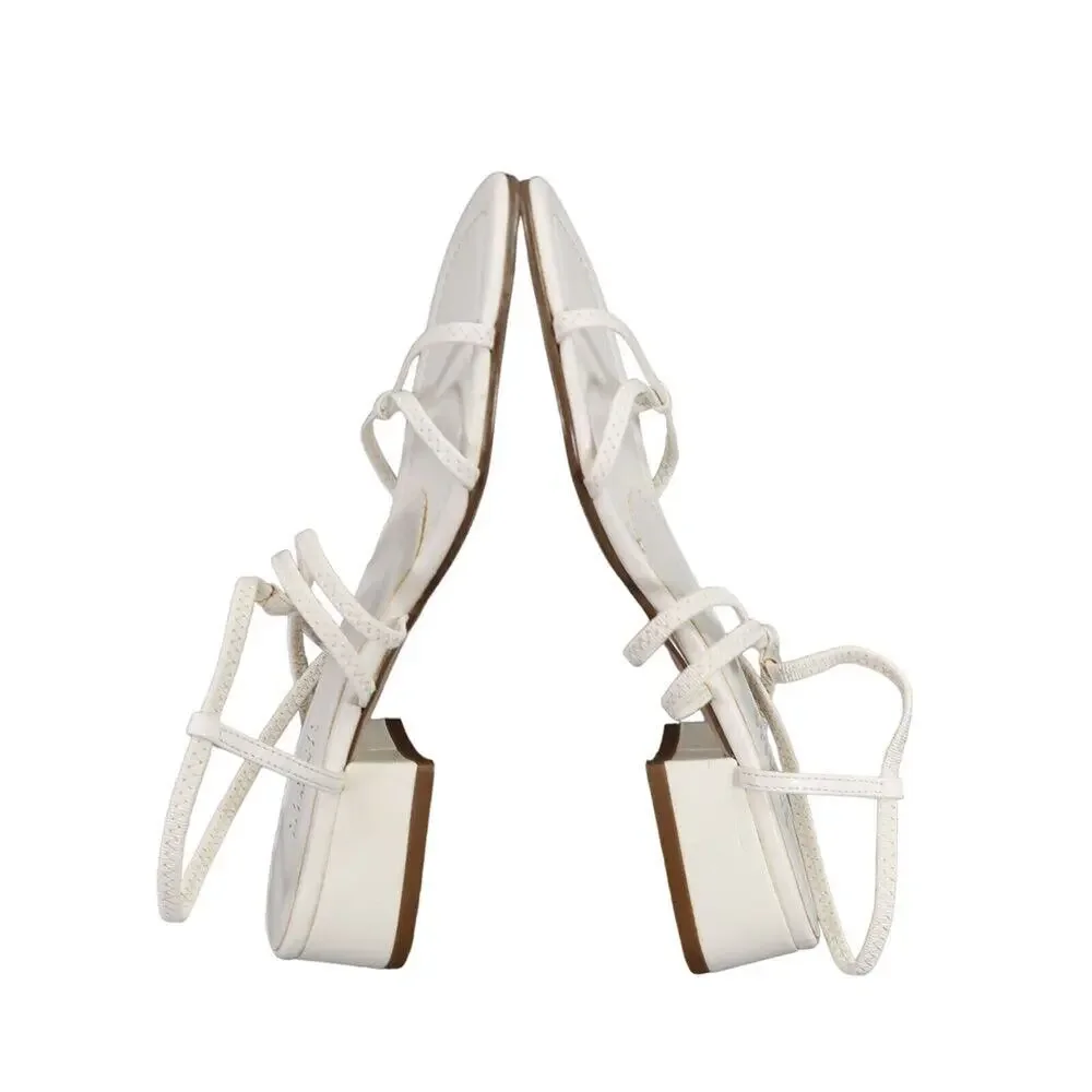 Classic Elements Shoes Womens 6 Sandal Pumps Strappy White Blcok Heel Fashion